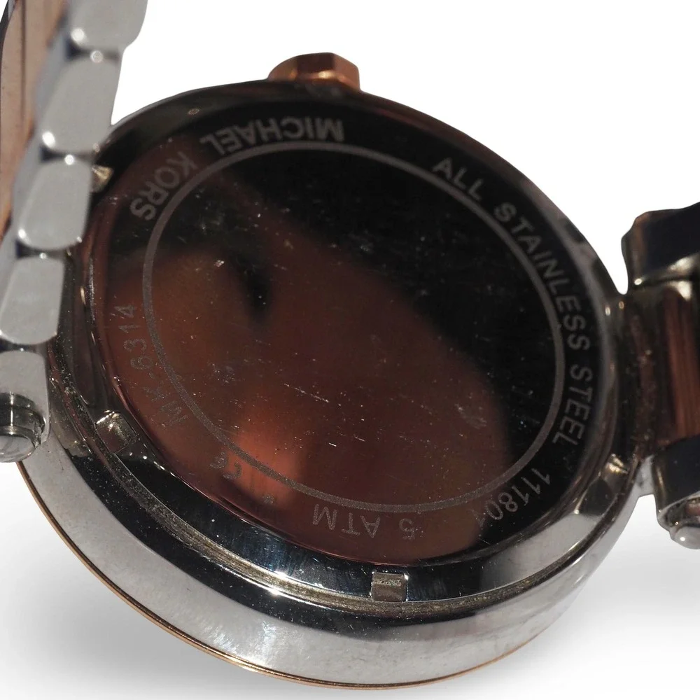 Michael Kors MK6314 Parker Watch Women's Rose Gold‎ Silver Crystal Bezel Logo